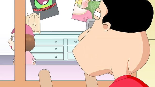 Family Guy Lois peeking at Peter sniffing panties in swinging parody