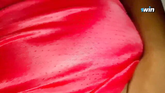 Shama1000 Sri Lankan Aunty Milf in shiny red dress closeup