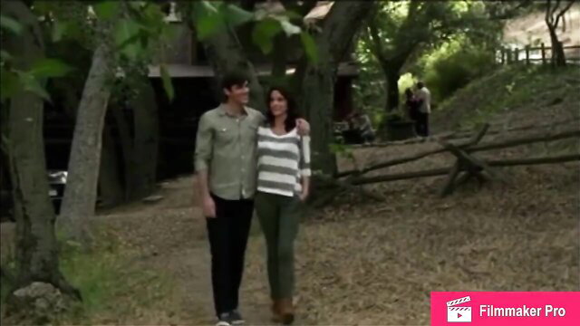 Brunette couple in woods, outdoor teasing stroll handjob scene