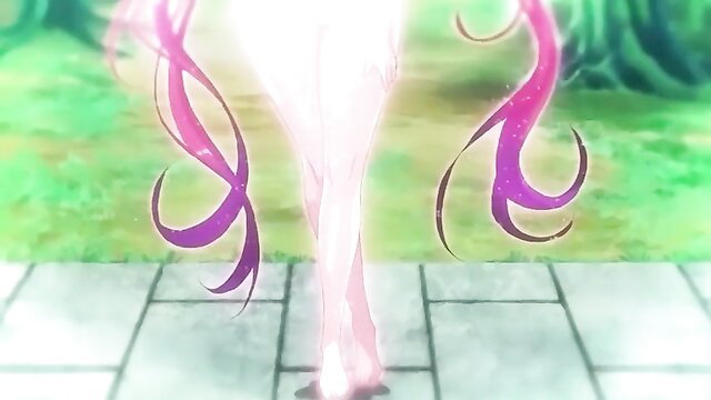 Busty elf anime girl with pink hair in sexy pose, free hentai porn