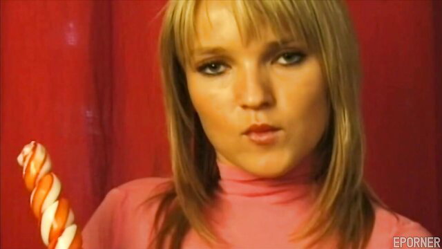 Seductive blonde babe with lollipop hot vintage solo tease