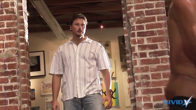 Brea Lynn in sultry boat escape, white shirt unbuttoned, muscular man