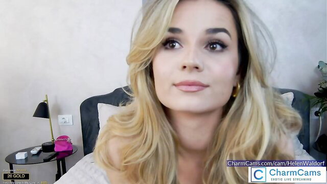 Hot blonde Helen Waldorf smiling on cam at CharmCams