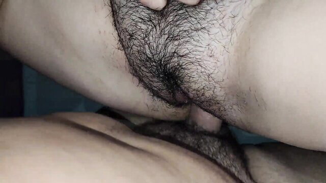 Closeup of hairy white man's balls and cock on pale skin in amateur porn thumbnail