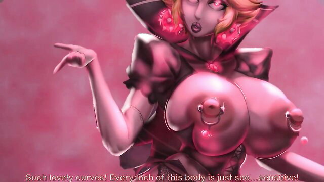 Shadow Peach busty possession in sexy pink outfit, huge pierced tits