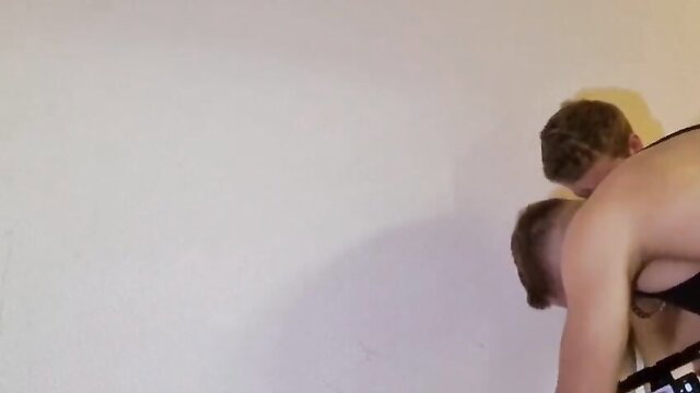 Two athletic white guys in rough spit-slap-spank gay sex action