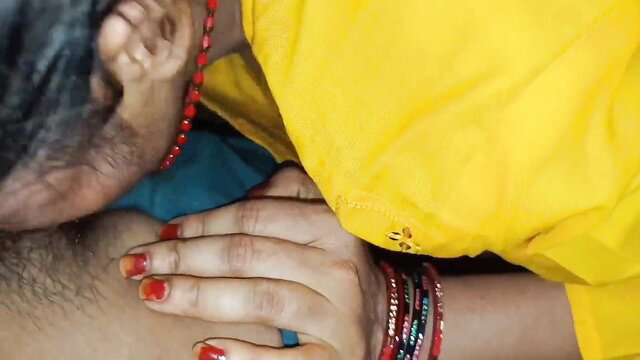 Cauple95 in yellow saree gropes man's chest in hot Indian stepsister kink