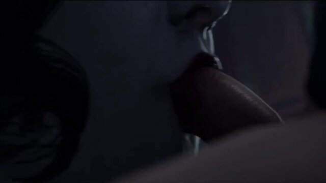 Hentai girl deepthroating huge cock in dark erotic scene