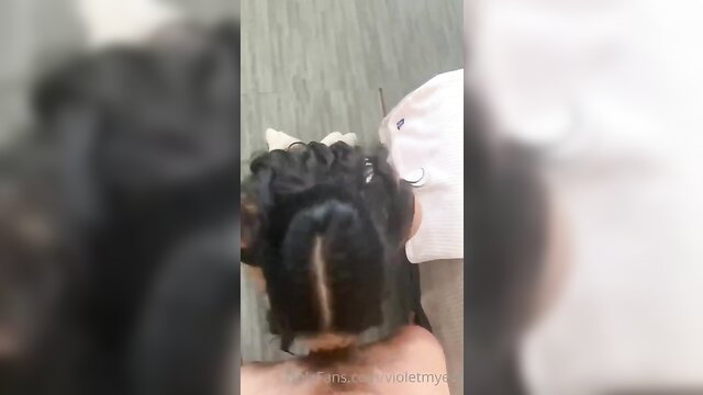 Black woman with curly hair sneaks peek for tip in amateur video