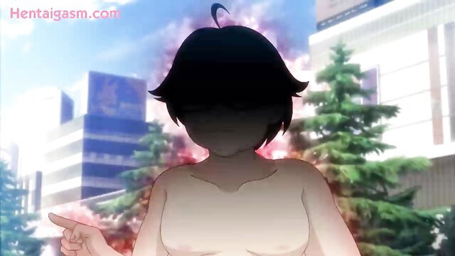 Nude shadowy hentai girl Christhea exposing in public city, big tits