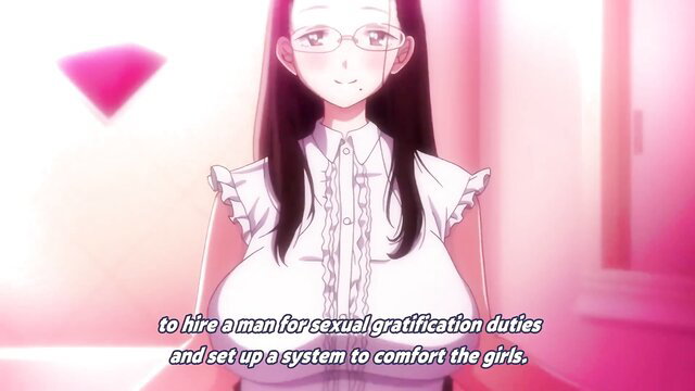 Busty anime teacher in blouse hires man for sexual duties at Seika Jogakuin