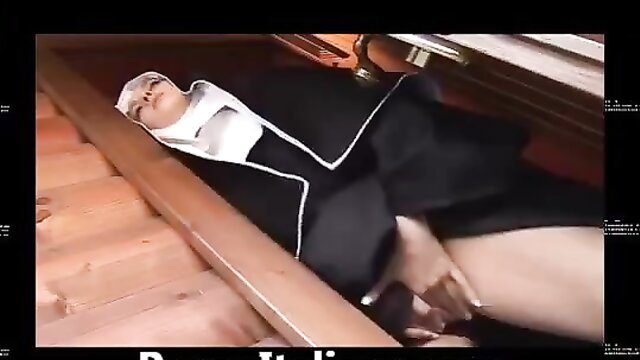 Italian nun in habit fucked hard on wooden surface