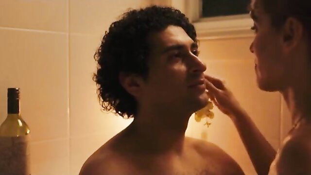 Faezeh Alavi nude in Tennessine 2023 bathroom scene with male touching face
