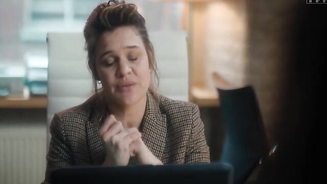 Audrey Fleurot sexy office scene in HPI S01, hot cleavage tease