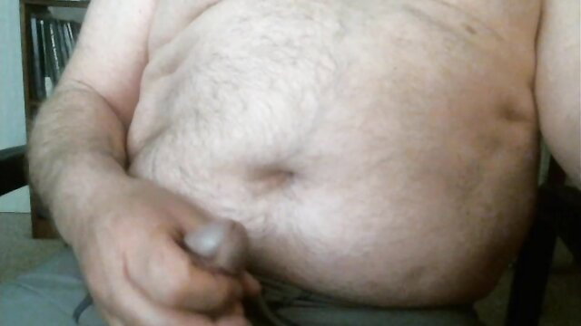 Hairy fat man handjob solo gay amateur closeup