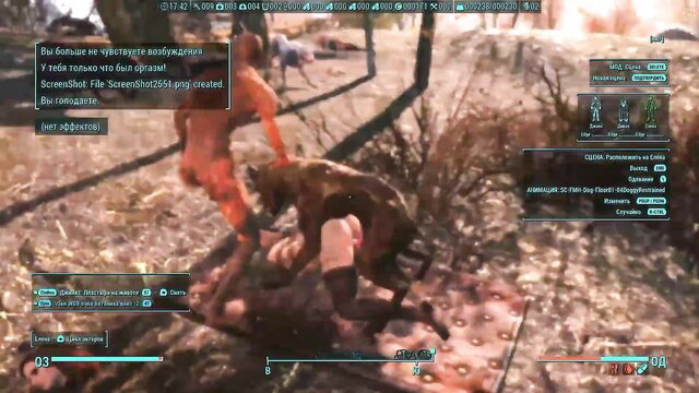 Nude woman mounted by dog in bestiality sex scene outdoors