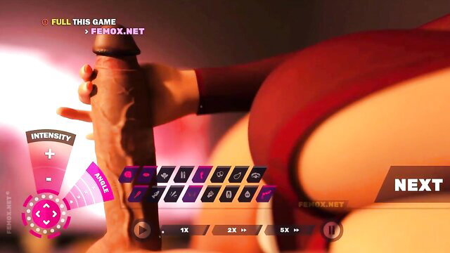 Animated busty MILF handjobs huge dildo with big ass closeup