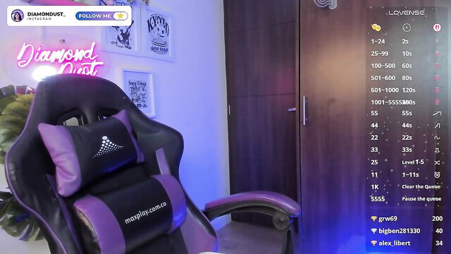 Diamond Dustt gamer girl in gaming chair, neon lit room stream
