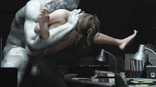 Claire full nelson fucked by huge silver monster cock in 4K