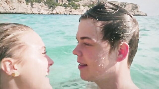 Sophia Munster & Carlotta Weide bikini beach kiss nude tits scene