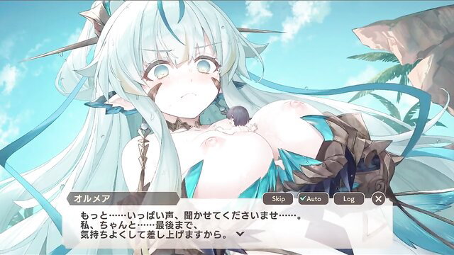 Giant ice golem monster girl with huge tits in erotic fantasy scene