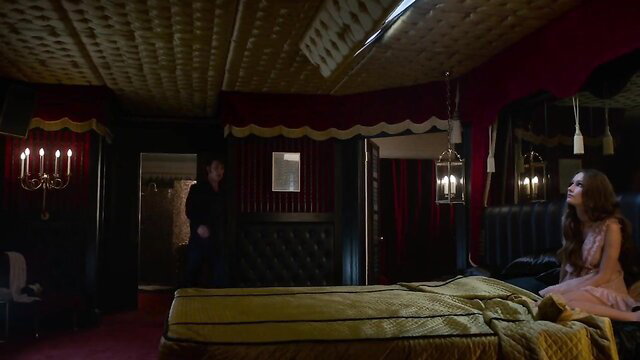 Olivia DeJonge hot bedroom scene in pink dress Elvis 2022