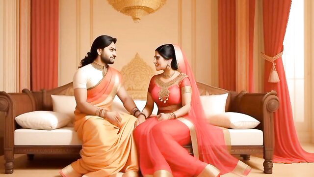 Hot Indian Desi Bhabhi in saree sensual massage romance