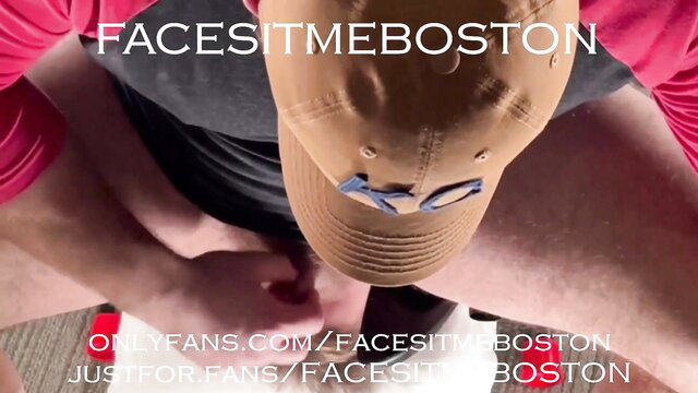 Facesitmeboston's sweaty ballsack tease in cap, work for it!