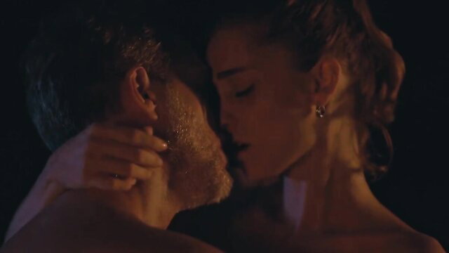 Julia Dorto nude kissing bearded man passionately, nude tits exposed