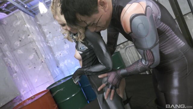 Lika Star in shiny latex catsuit fucked by Asian guy in futuristic gear