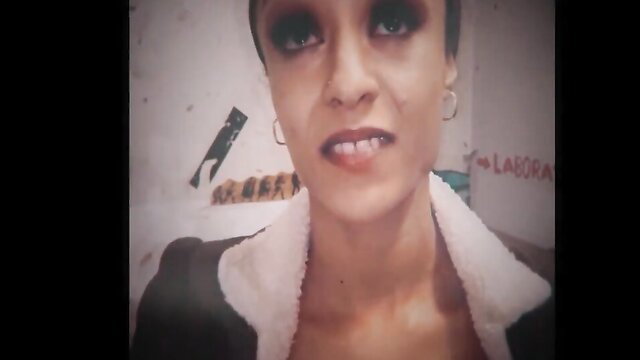 Alyssa Divine closeup in sexy fur collar top, teasing lips