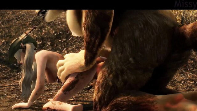 Heathens for Hire Ep1: Furry beast groping nude elf girl outdoors