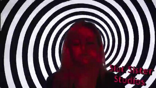 Hypnotic blonde slut sister studies girl in red glow spiral