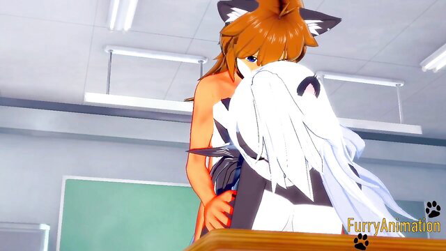 Furry hentai fox girl fucks white wolf passerby doggystyle