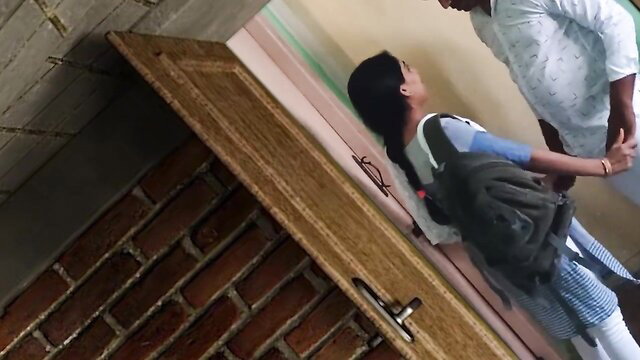 Desi schoolgirl bhabhi in uniform grabbed by devar at door