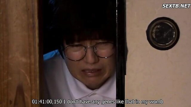 Japanese stepmom in glasses crying, denies genes in womb, JAV threesome