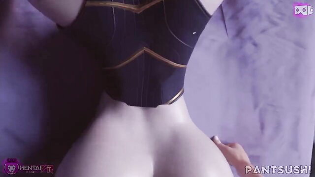 Raven cosplay thick ass buttjob in latex corset closeup