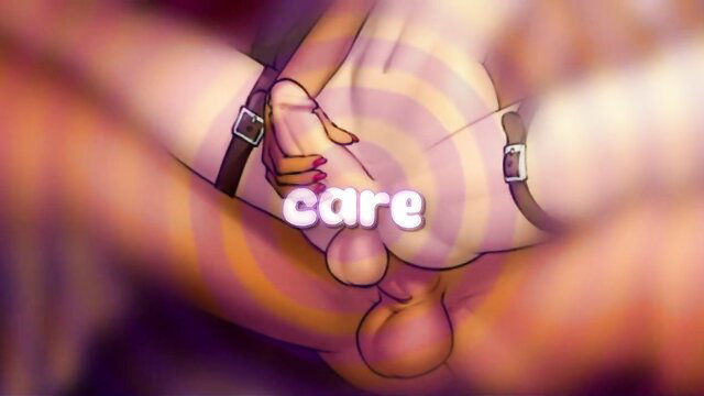 Shemale hentai mommydom in femdress grips cock with hypnotic spirals