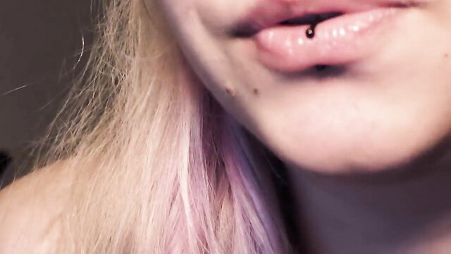 Lila Cogito closeup lips tongue piercing JOI audio tease