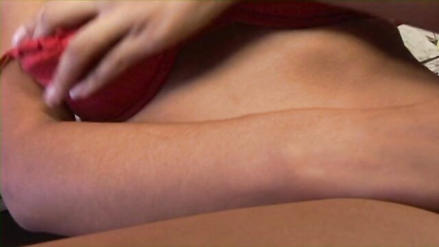 Hot lesbian sluts in red bra fulfilling fantasies, topless tease