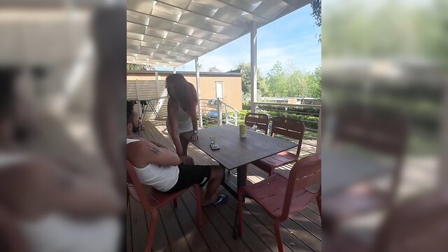 Blonde wife bends over table, big ass exposed for anal cheating fuck