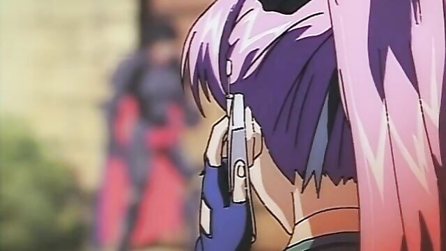 Anime girl with long pink hair in tight outfit holding phone, bizarre cage ep.3