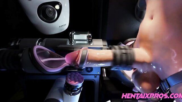 TheHentaiGuy94 milks FUTA cock with robotic sex machine in hentai vid