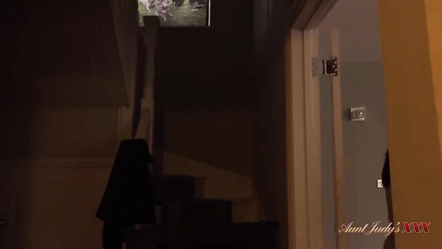 Aunt Judys XXX mature amateur shadowy hallway tease thumbnail