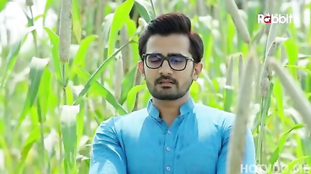 Handsome young Indian man in blue kurta glasses in green field Jalebi S03 E4