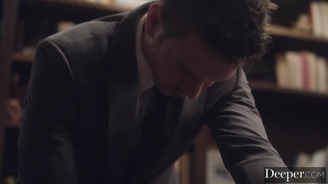 Markus Dupree in suit dominates Ivy Lebelle in office