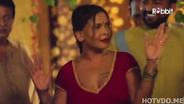 Indian MILF in deep red cleavage dress dances seductively in Jalebi S03 E6