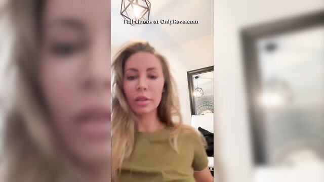 Hot blonde MILF closeup smile in bedroom OnlyFans video