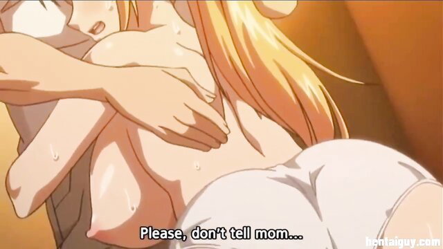 Blonde huge tits hentai girl begs 'Please don't tell mom' in hypnosis family scene