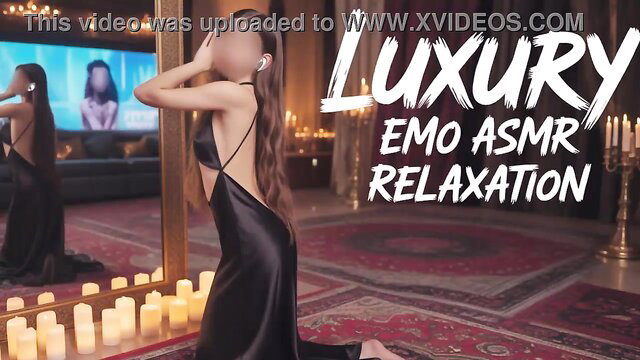 Beverly Hills in luxury emo ASMR relaxation black dress kneel